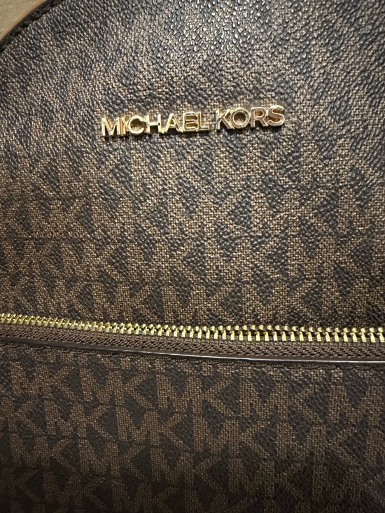 Michael Kors Brown and Tan Logo Mini Backpack main image 4